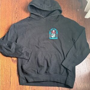 Black Graphic Hoodie with Rose Design